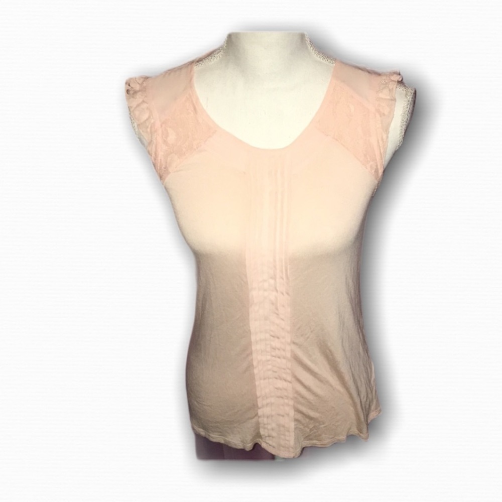 Elle | Light Pink Lace Cap Sleeve Top | S